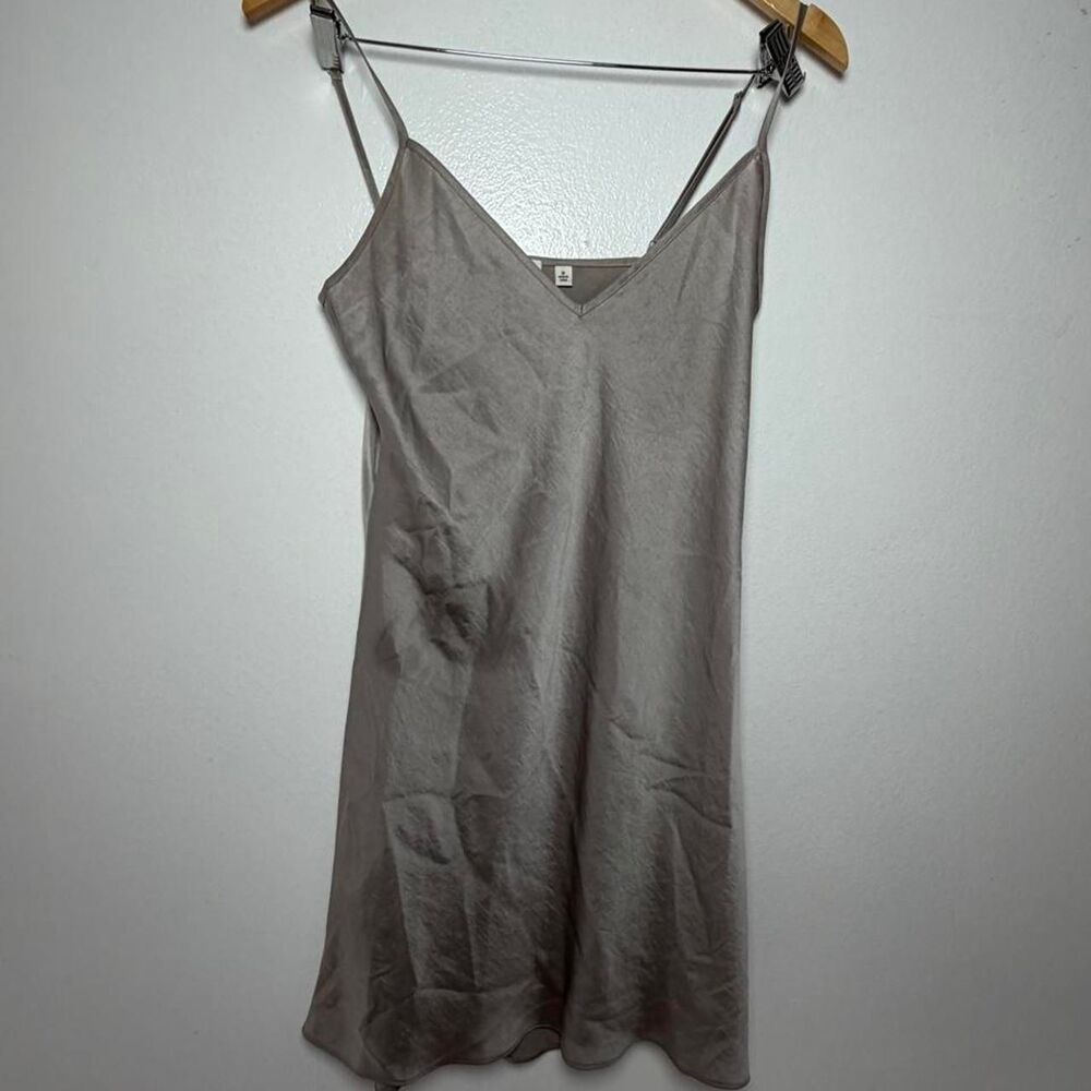 Wilfred Aritzia Satin Sleep Dress Nightgown Chemise M Silver Gray Y2K